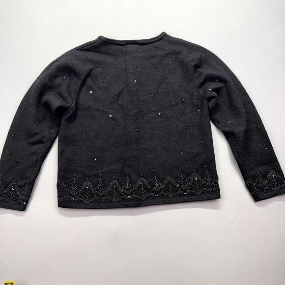 Talbots 100% Merino Wool Beaded Cardigan Sweater Women's‎ Sz M Button Vintage - Picture 13 of 16